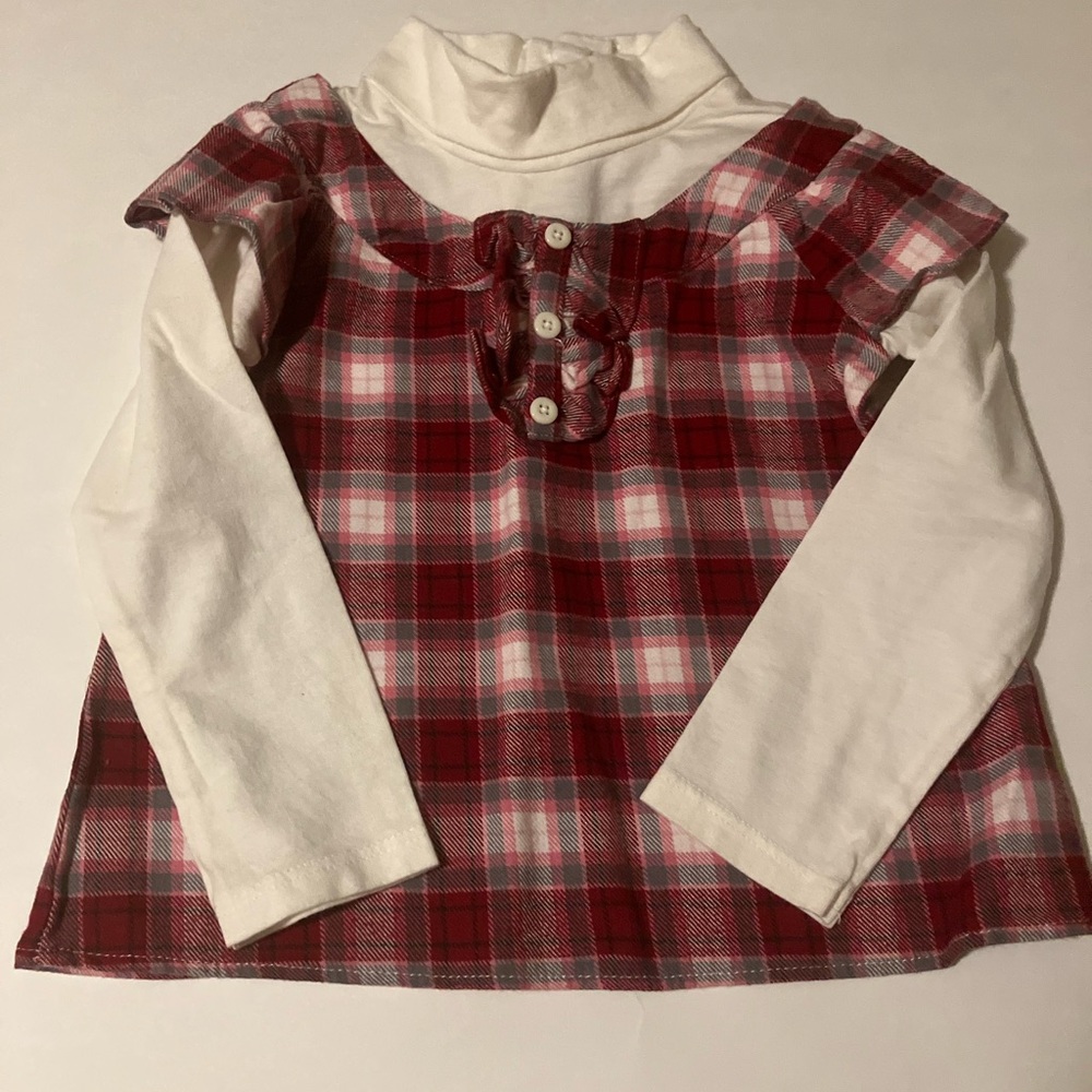 Girls plaid red top over turtleneck